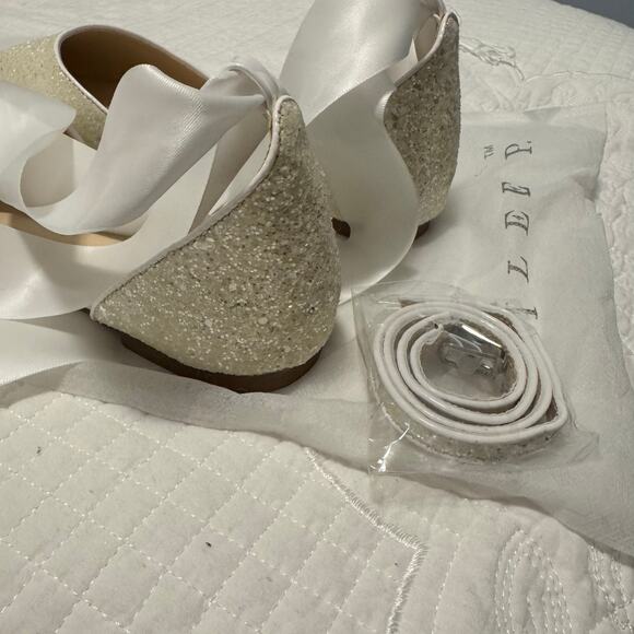 Kailee P Wedding Flat - 11 Glitter Flats with Satin Ankle Tie/Ribbon NWOT Unworn - Picture 7 of 7